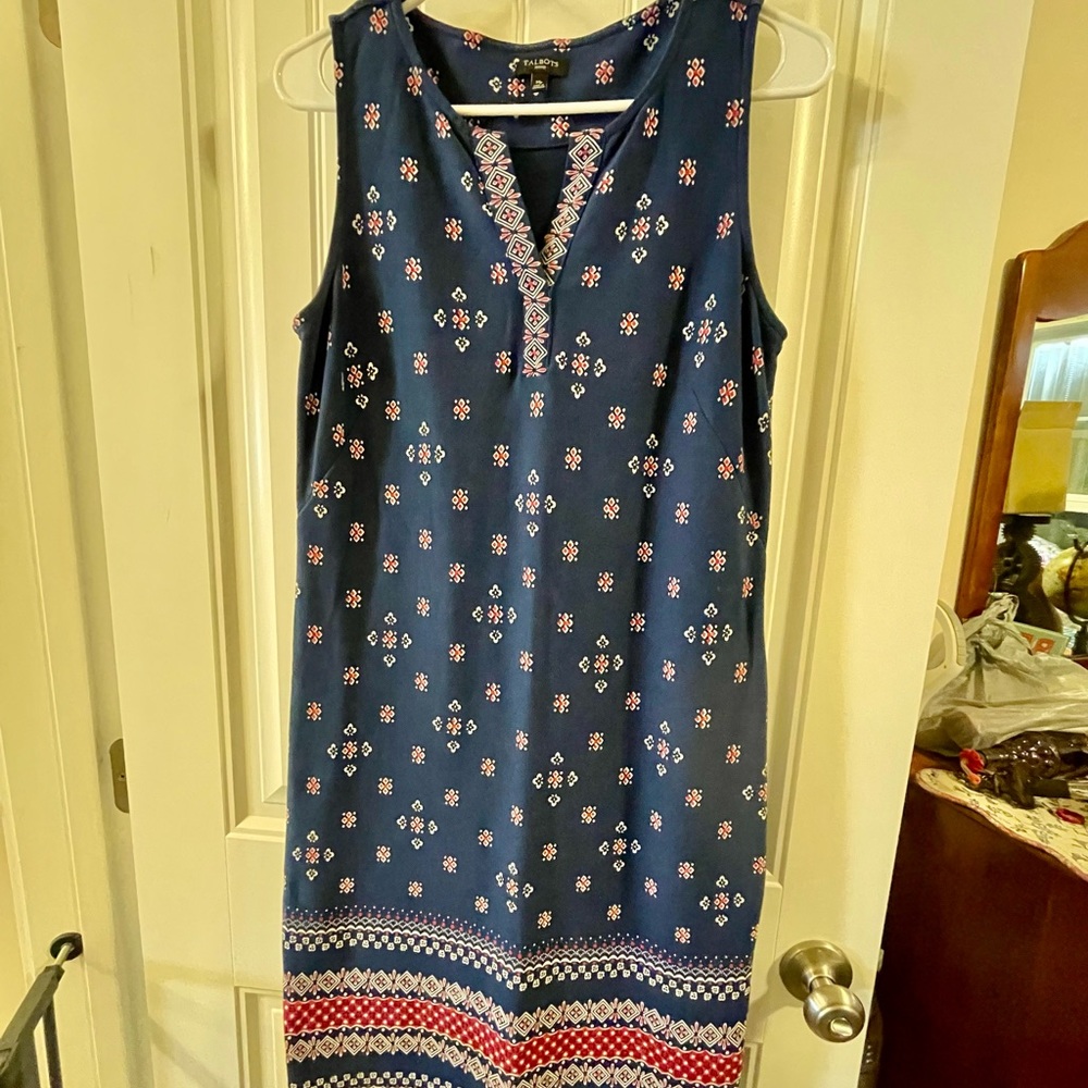 EUC Talbots sleeveless Navy dress M petite